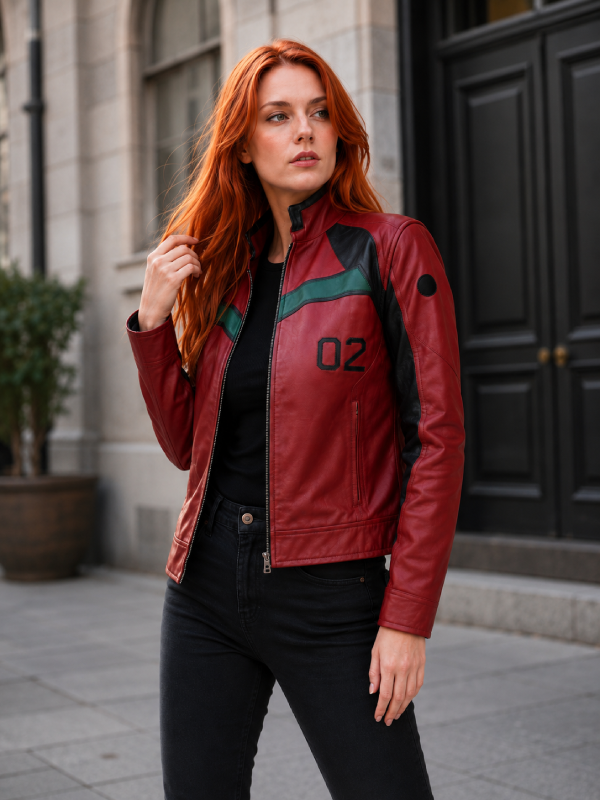 Evangelion Asuka Red Plugsuit Leather Jacket