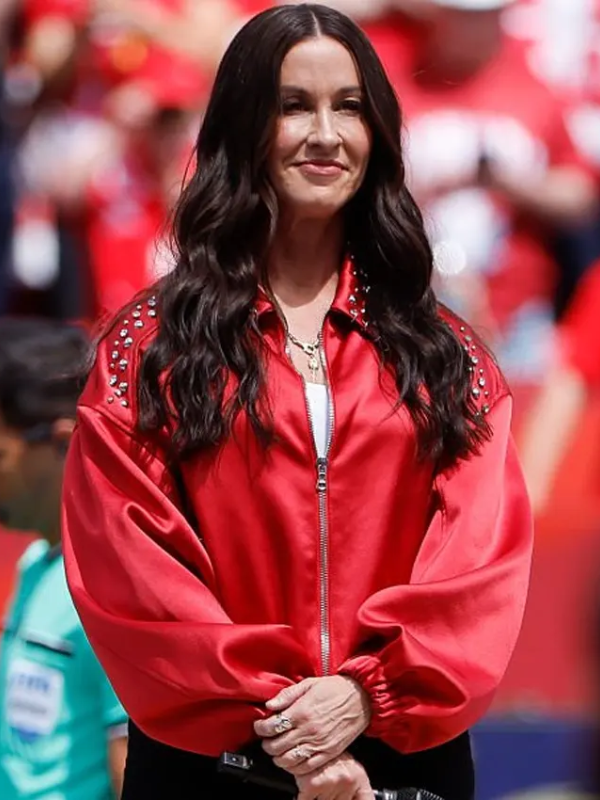FIFA World Cup Opening Ceremony Alanis Morissette Red Satin Embellished Jacket