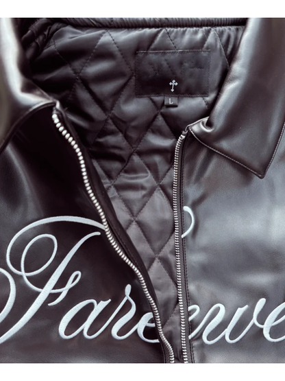 Farewell Division Vegan Leather Bomber Jacket Unisex Streetwear