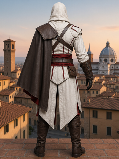 Gothic Leather Hooded Long Coat Assassin's Creed Fan Inspired Outfit