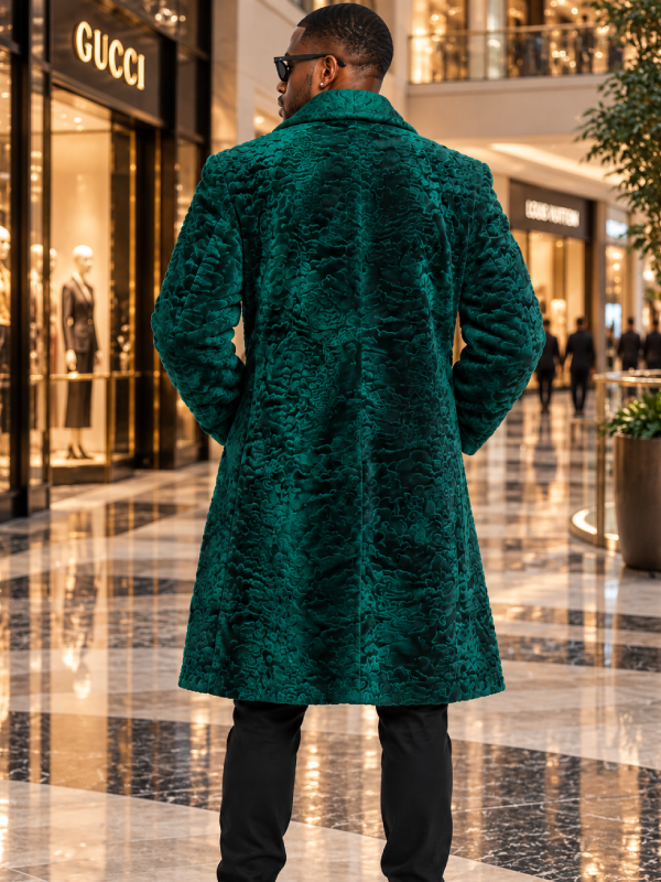 Green Astrakhan Fur Coat for Men