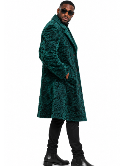 Green Persian Lamb Fur Coat for Men