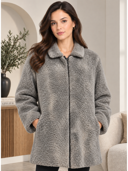 Grey Fur Coat for Women Persian Lamb