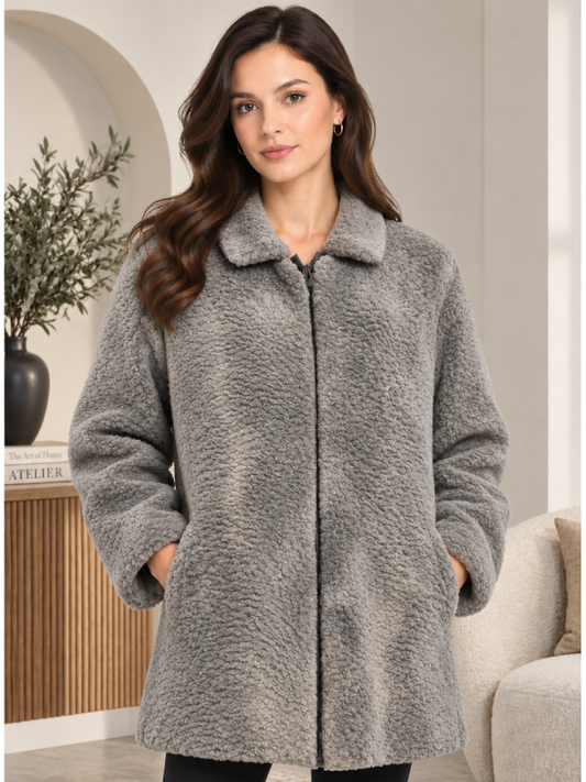 Grey Fur Coat for Women Persian Lamb