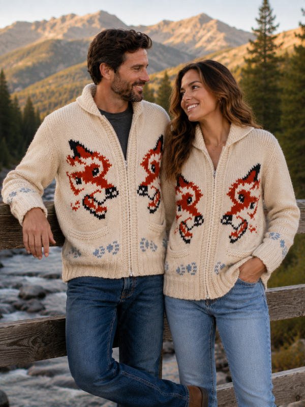 Hand Knit Wool Zip Sweater