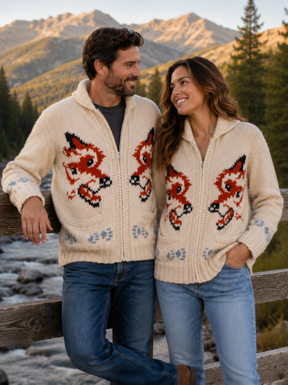 Hand Knit Wool Zip Sweater