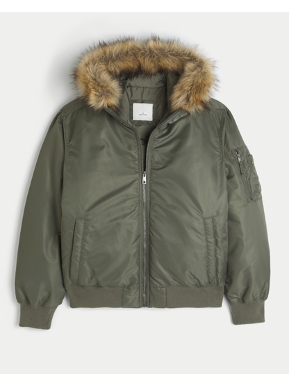Hollister Faux Fur Lined Bomber Jacket for Men