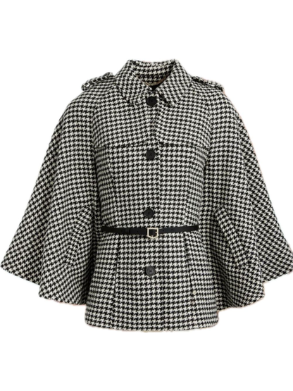 Houndstooth Wool Cape Women The Gentlemen S02 Inspired Cape Jacket
