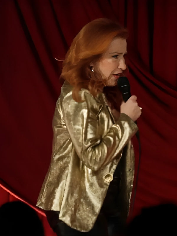 It Was an Accident Lisa Ann Walter Metallic Gold Blazer