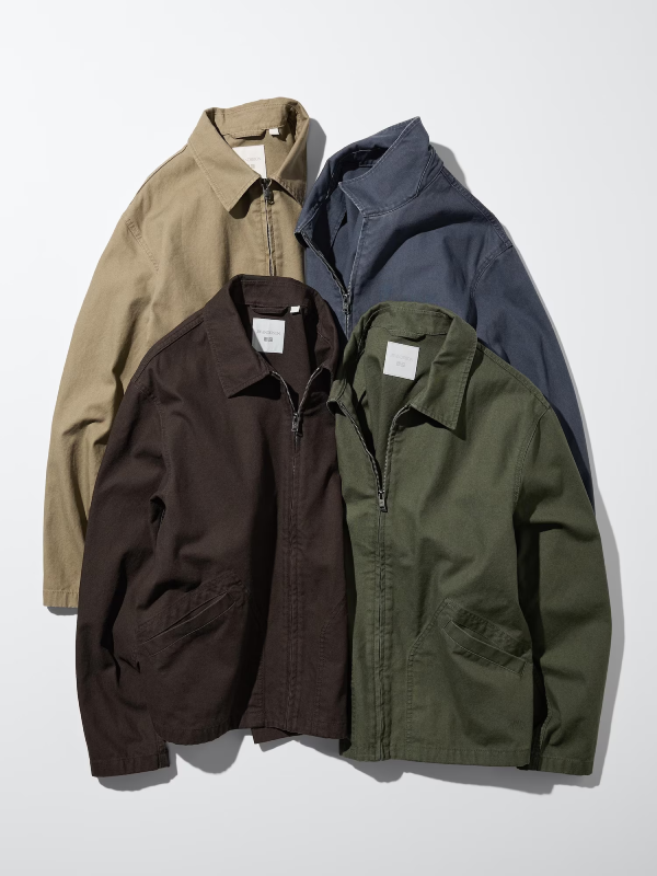 Japanese workwear jacket zip up Uniqlo cropped jacket men