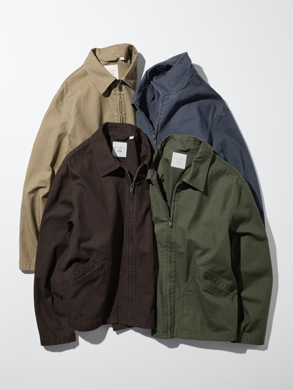 Japanese workwear jacket zip up Uniqlo cropped jacket men