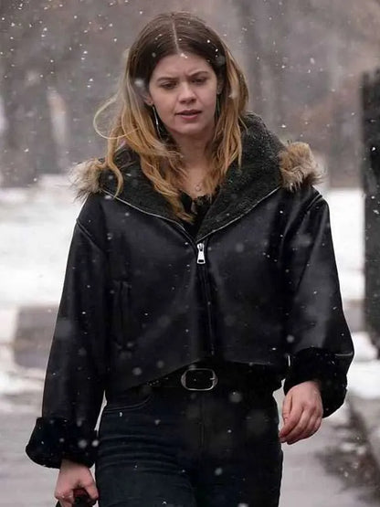 Katy Wilson Chicago PD Black Shearling Leather Jacket