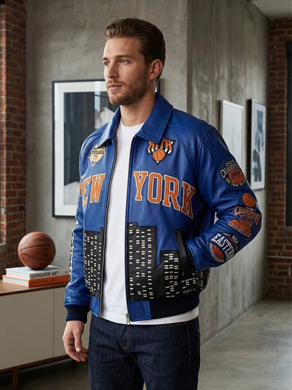 Kith New York Knicks 2026 NBA Finals Champions Real Leather Jacket