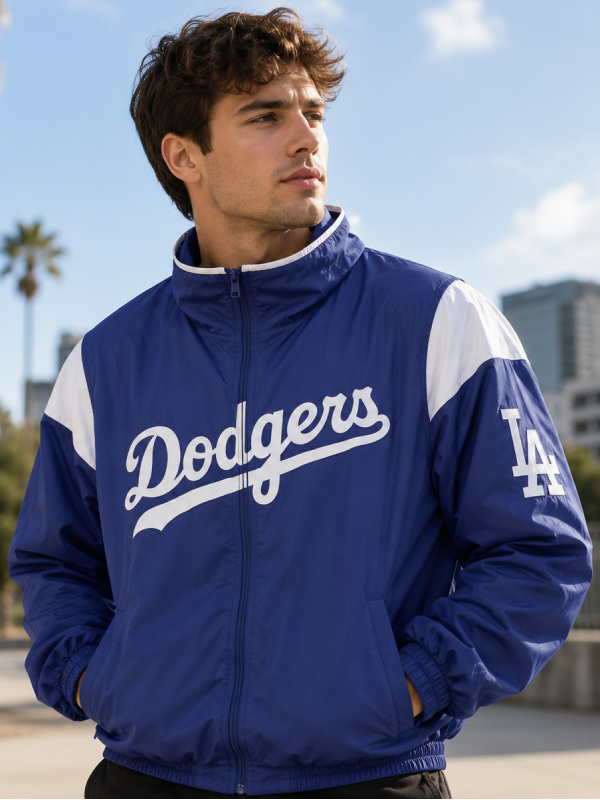 LA Dodgers Windbreaker Jacket Men's Blue Full Zip Lightweight Sports