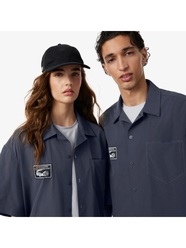 Lacoste x Alpine Poplin Shirt Relaxed Fit Dark Grey