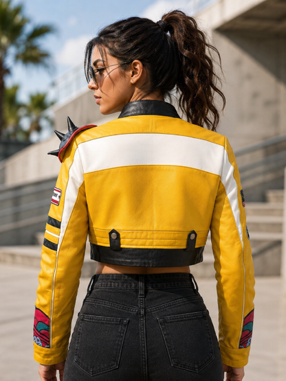 Ladies Yellow Denim Jacket Classic Casual Outfit