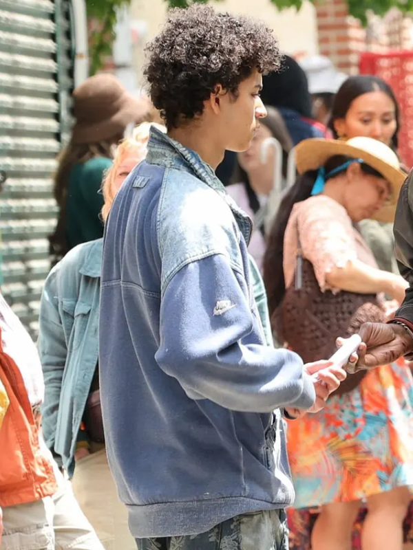 Liminal Movie on Set Dean Scott Vazquez Blue Denim Jacket