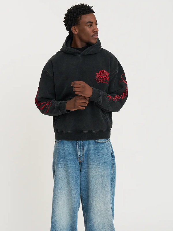 Los Angeles Oversized Hoodie with Rose Graphic