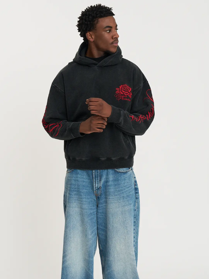 Los Angeles Oversized Hoodie with Rose Graphic
