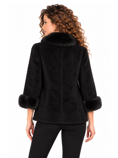 LuxuryPersianLambFurJacketforWomenwithMinkTrim
