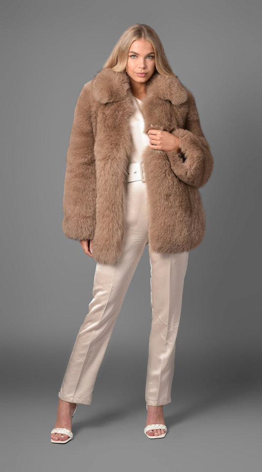 Supreme Luxy Fox Fur Collared Coat