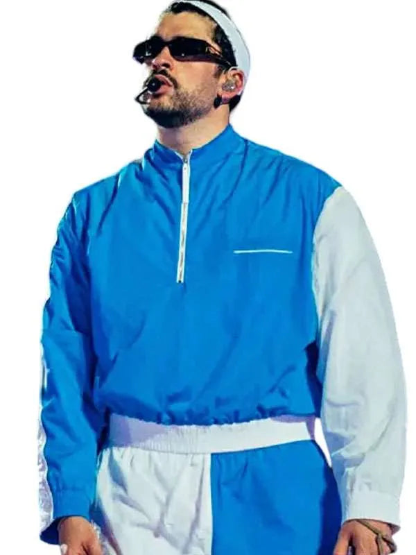 Marseille 2026 Street Style Bad Bunny Blue Track Jacket