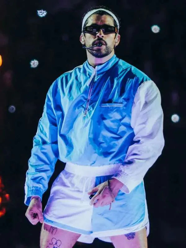Marseille Street Style Bad Bunny Blue Track Jacket