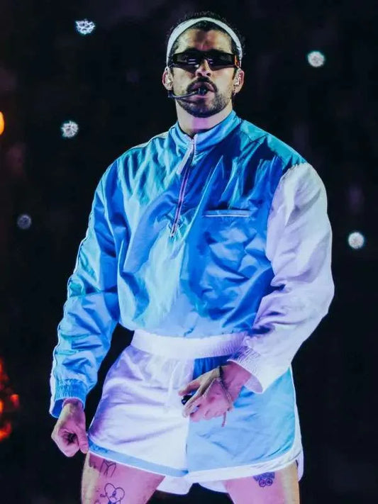 Marseille Street Style Bad Bunny Blue Track Jacket