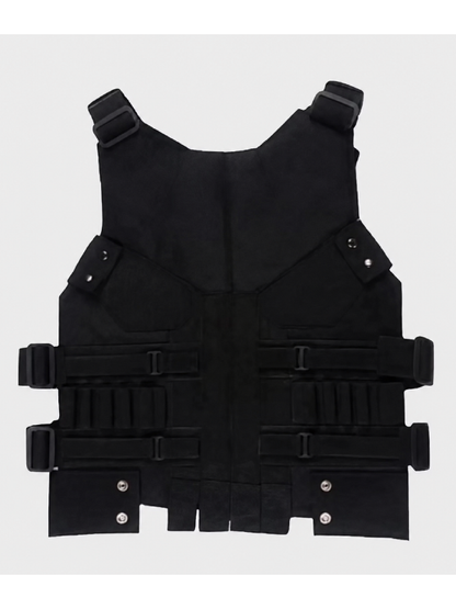 Men’s Black SSkull Tactical Vest Leather
