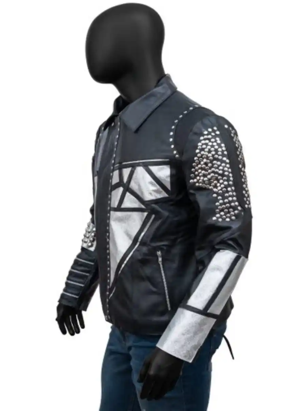 Men Studded Black Leather Jacket