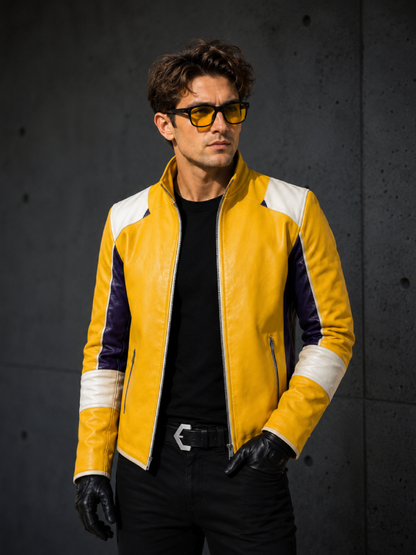Charlie Disco Yellow Leather Jacket