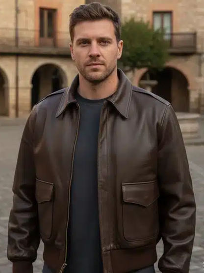 Men’s B3 RAF Aviator Sheepskin Brown Leather Jacket