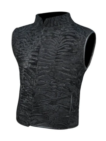 Men’s Black Broadtail Fur Vest