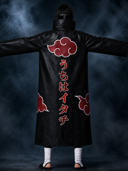Men's Black Leather Trench Coat Ninja Samurai Robe Jacket