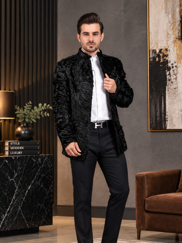 Men's Black Persian Lamb Fur Coat