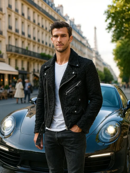 Men’s Black Persian Lamb Leather Jacket