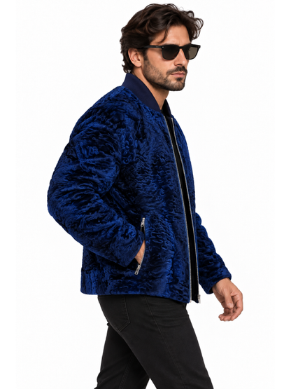 Men’s Blue Persian Lamb Fur Jacket