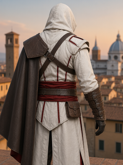 Men's Faux Leather Hooded Trench Coat Assassin's Creed Cosplay Wear