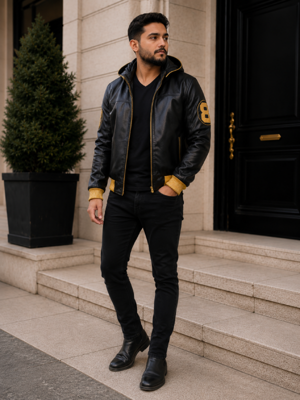 Men's Genuine Cowhide Biker Jacket