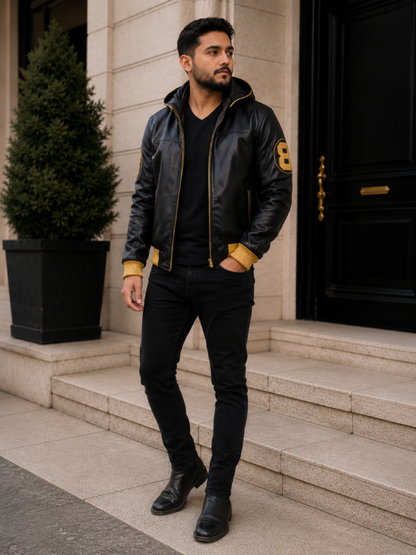 Men's Genuine Cowhide Biker Jacket