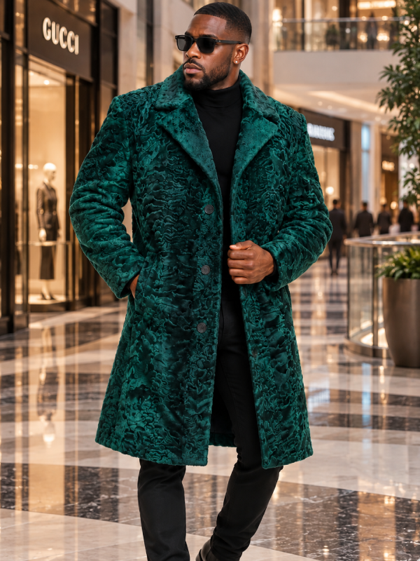 Men’s Green Persian Lamb Fur Coat