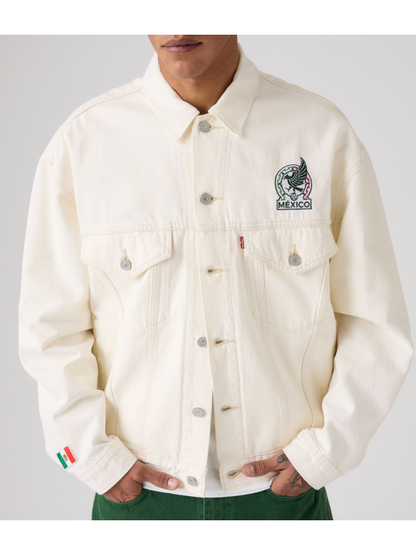 Men’s Mexico Football Type III Denim Jacket Premium FMF Soccer Fan Outerwear