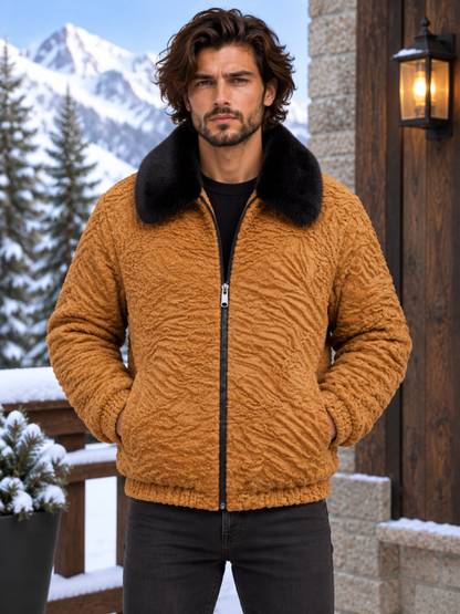 Men’s Mustard Persian Lamb Fur Jacket