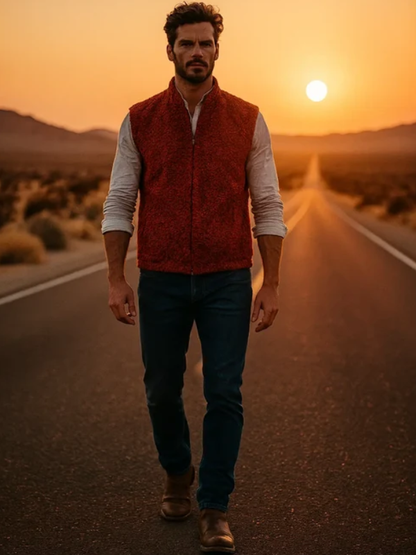 Men’s Red Fur Waistcoat Persian Lamb Fur Winter Vest