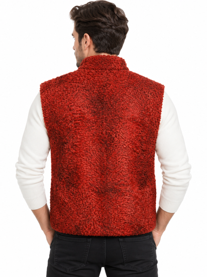 Men’s Red Persian Lamb Fur Vest