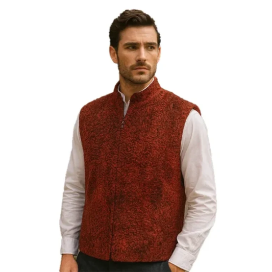 Men's Red real Persian Lamb Fur vest