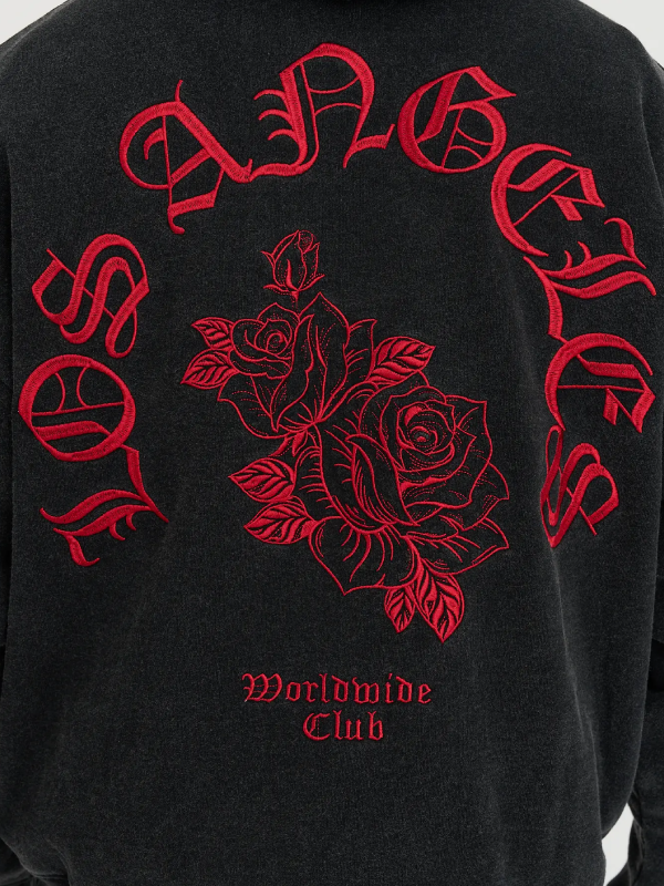 Men’s Rose Print Hoodie Los Angeles Oversized Streetwear