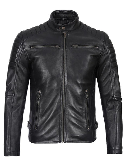 Felix Men's Cafe Racer Black Biker Leather Jacket