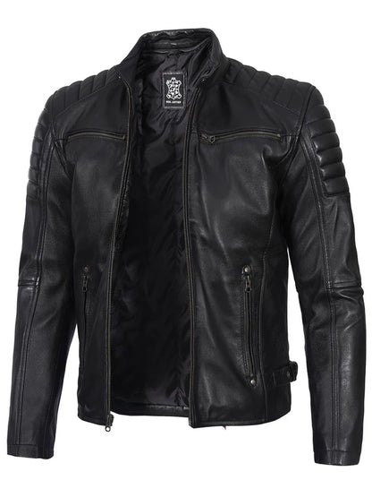 Felix Men's Cafe Racer Black Biker Leather Jacket