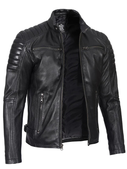 Felix Men's Cafe Racer Black Biker Leather Jacket